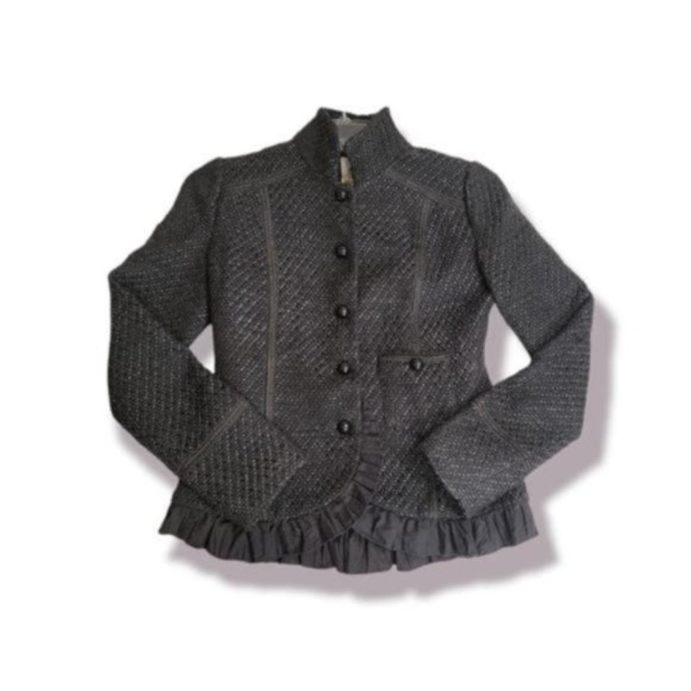 Dept Women's Black Acrylic Blend Long Sleeve Button Front Blazer Size Medium